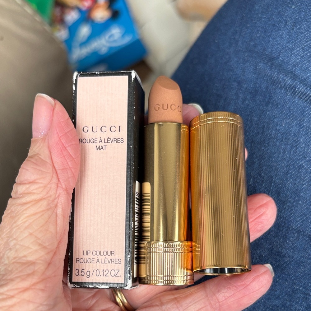 Gucci Matte Lipstick Shade 104— Penny Beige with Gold Case. New!
